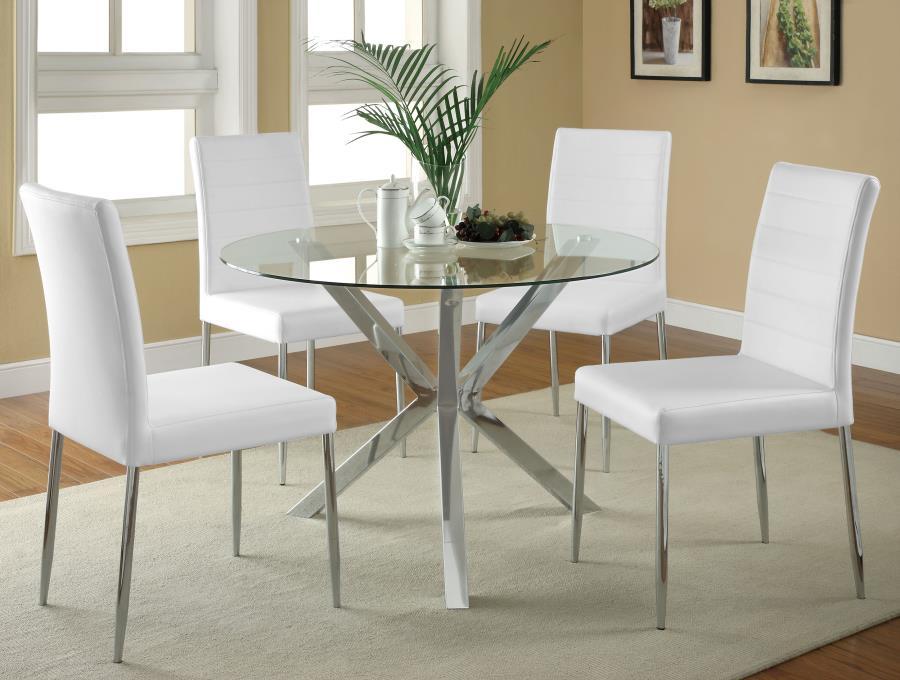 Vance - Round Glass Top Asterisk Dining Table - Chrome by CoasterEveryday | Bel Furniture