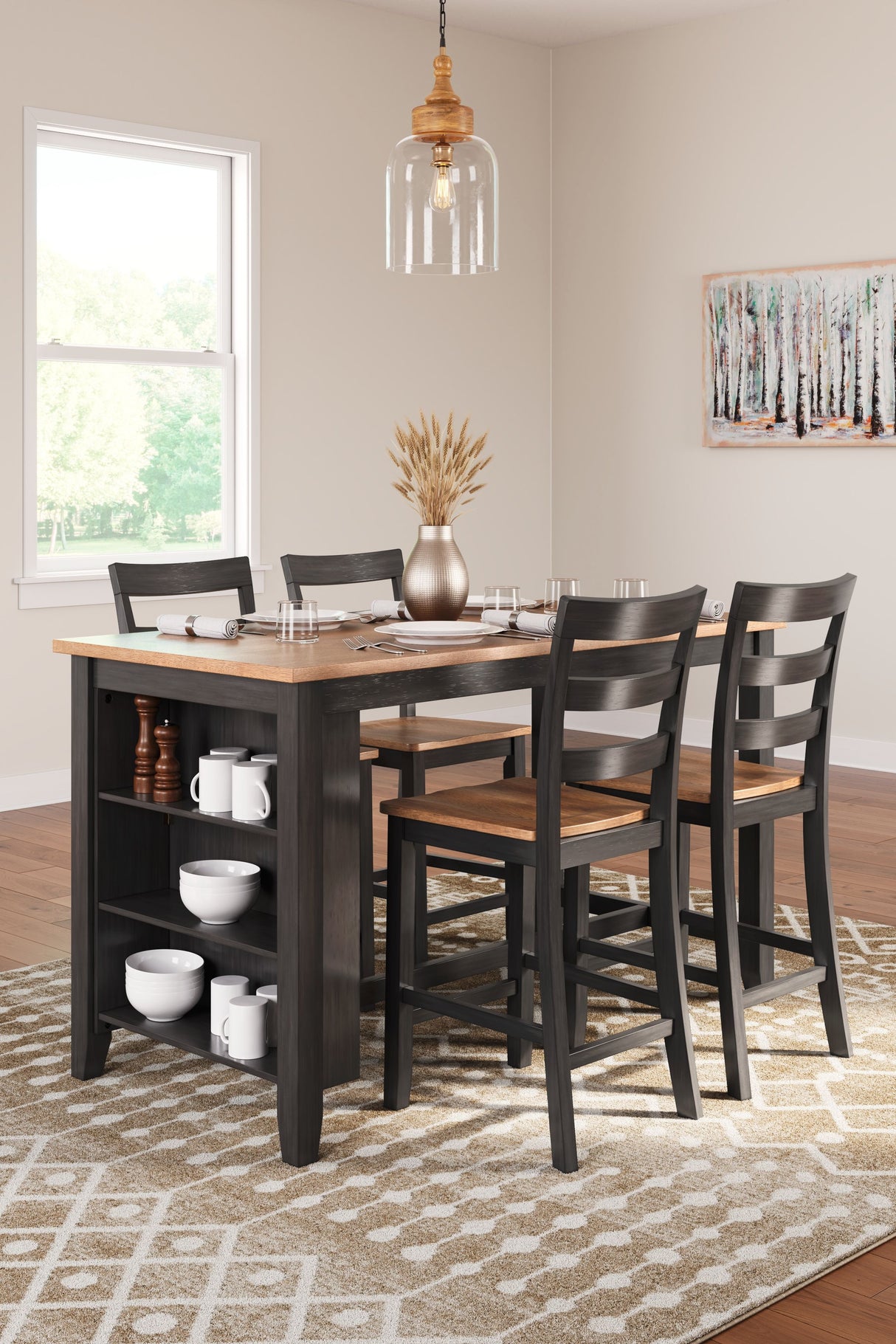 Gesthaven - Rectangular Dining Room Counter Set Dark Brown 5 Pc. Table, 4 Stools by Signature Design by Ashley® | Bel Furniture