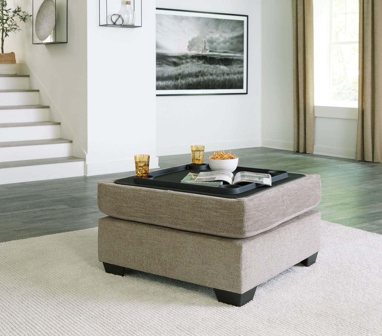 Creswell - Stone - Ottoman With Storage by Signature Design by Ashley® | Bel Furniture