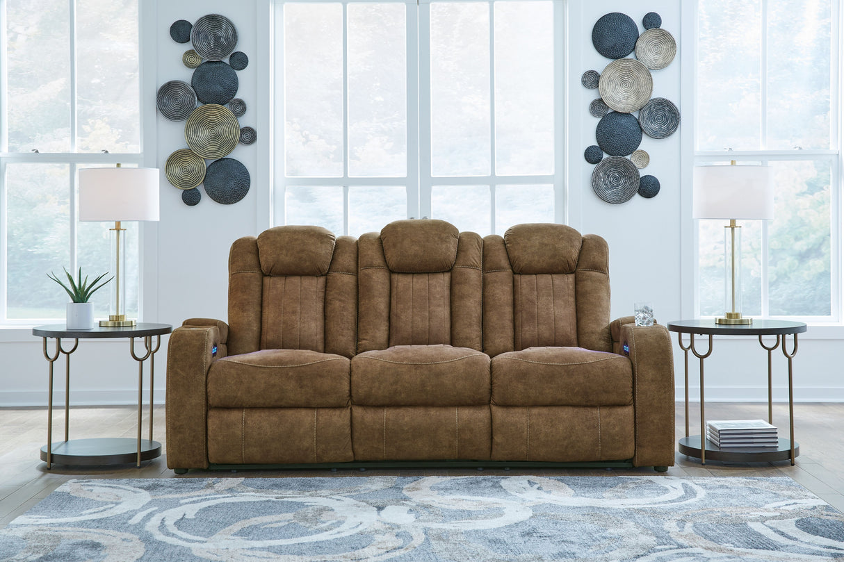 Wolfridge - Brindle - 2 Pc. - Power Reclining Sofa, Power Reclining Loveseat With Console by Signature Design by Ashley® | Bel Furniture
