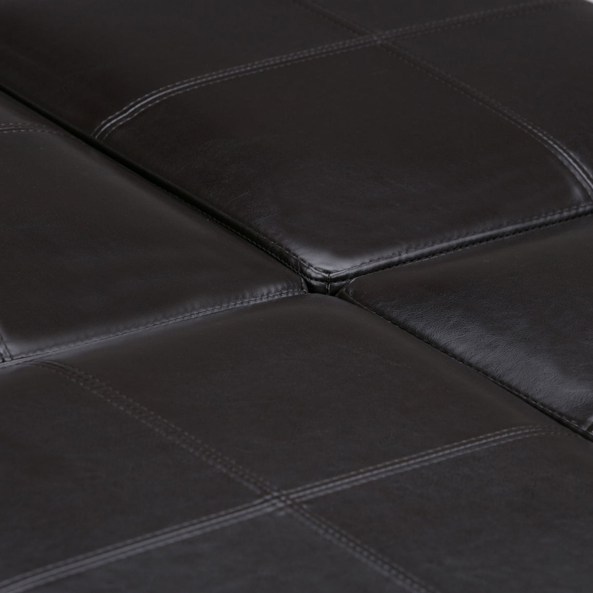 Avalon - Square Coffee Table Storage Ottoman - Tanners Brown by Simpli-Home | Bel Furniture