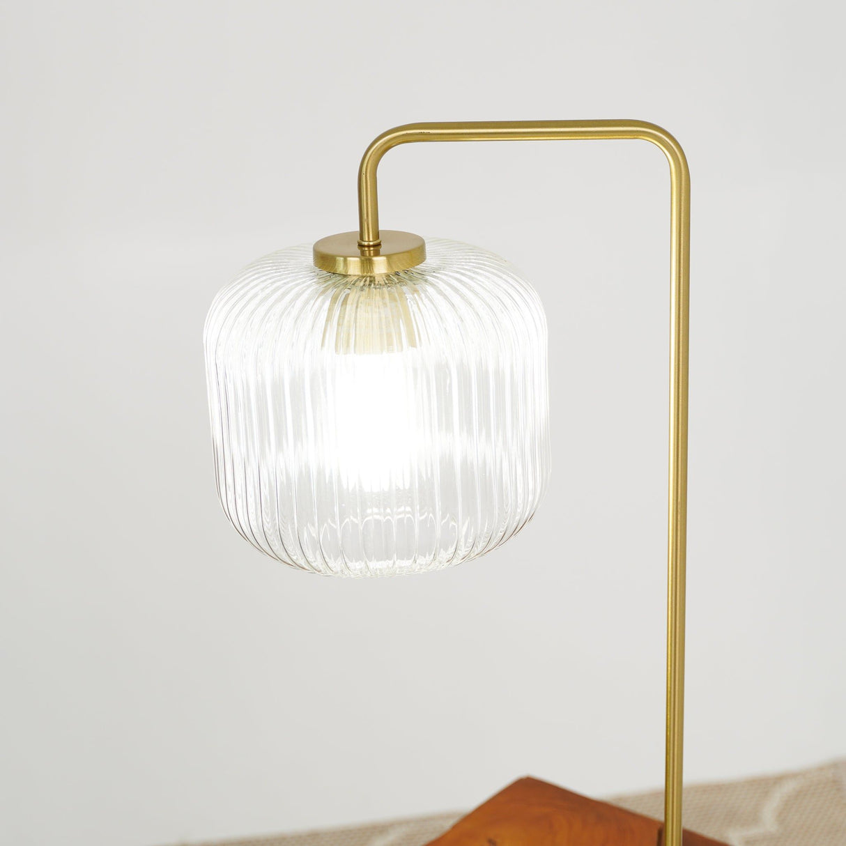 Haven - Clear Table Lamp, Button Control - Gold / White / White Marble by Ashcroft Furniture | Bel Furniture