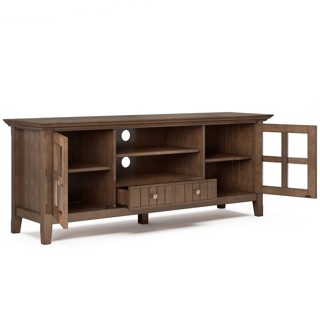 Acadian - TV Media Stand - Rustic Natural Aged Brown by Simpli-Home | Bel Furniture