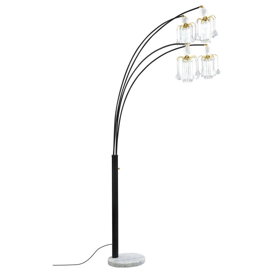 Maisel - Hanging Crystal Arc Tree Floor Lamp - Black by CoasterEssence | Bel Furniture