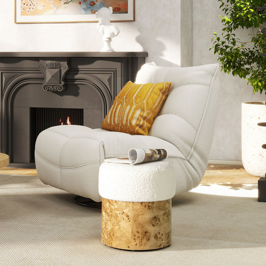 Nebula Round Upholstered Ottoman White