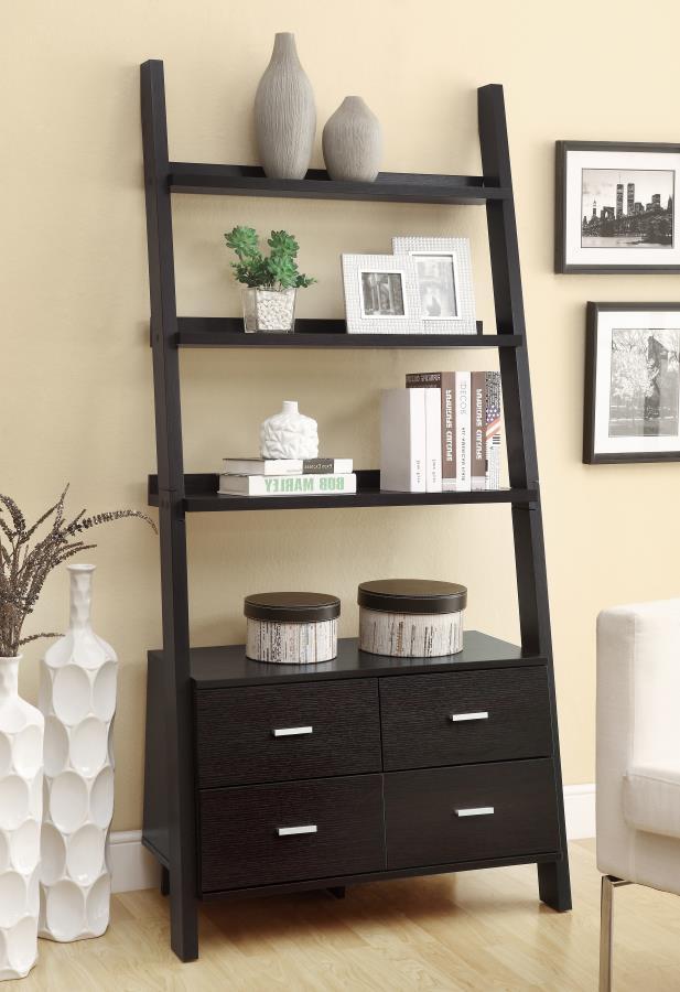 Colella - 5-Shelf Storage Ladder Bookshelf - Cappuccino by CoasterEveryday | Bel Furniture