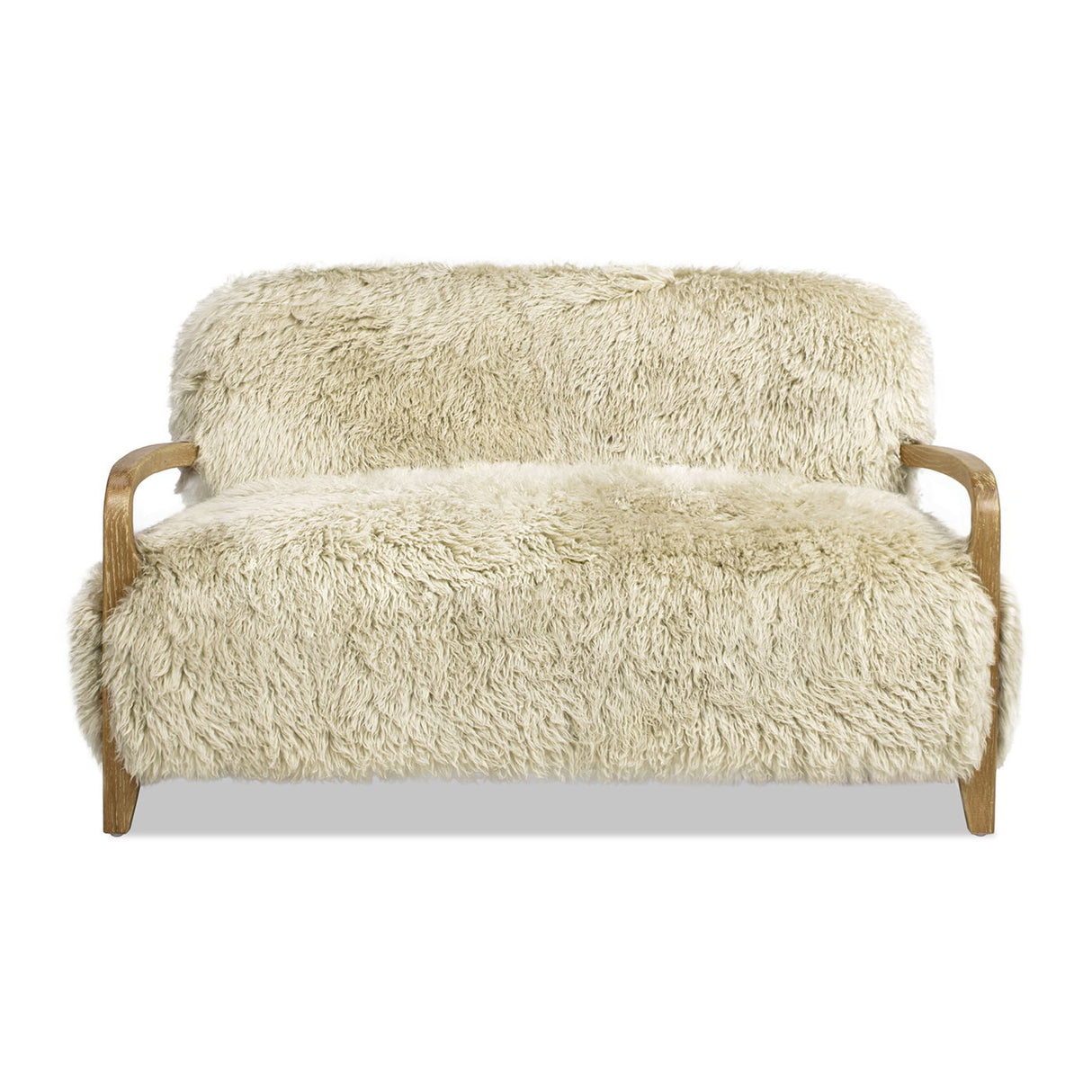 Enchante - Sheepskin Accent Loveseat - Taupe / Natural by Jennifer Taylor Home | Bel Furniture
