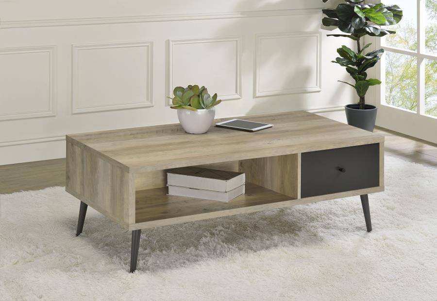 Welsh - 1-Drawer Engineered Wood Coffee Table Antique Pine - Distressed Pine by Coaster Fine Furniture | Bel Furniture