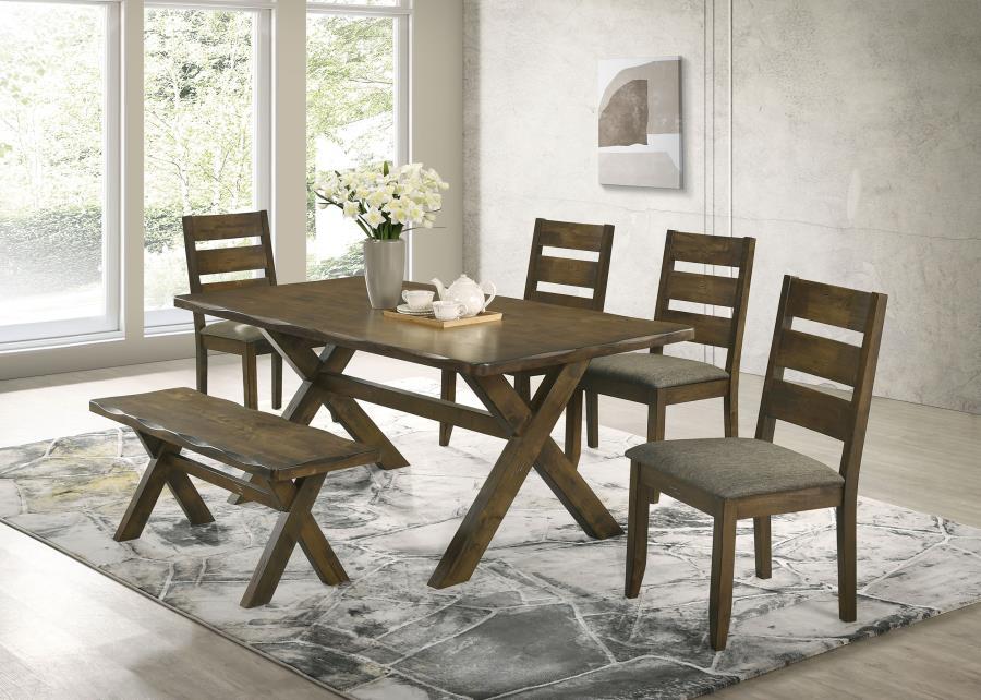 Alston - Rectangular Dining Table Set Dark Brown 6 Pc. Table, 4 Chairs, Bench by CoasterEveryday | Bel Furniture