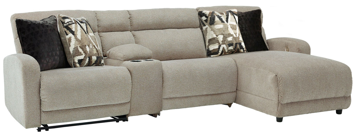 Colleyville - Power Reclining Sectional Beige 4 Pc. Power Reclining Sectional, RAF Back Chaise by Signature Design by Ashley® | Bel Furniture