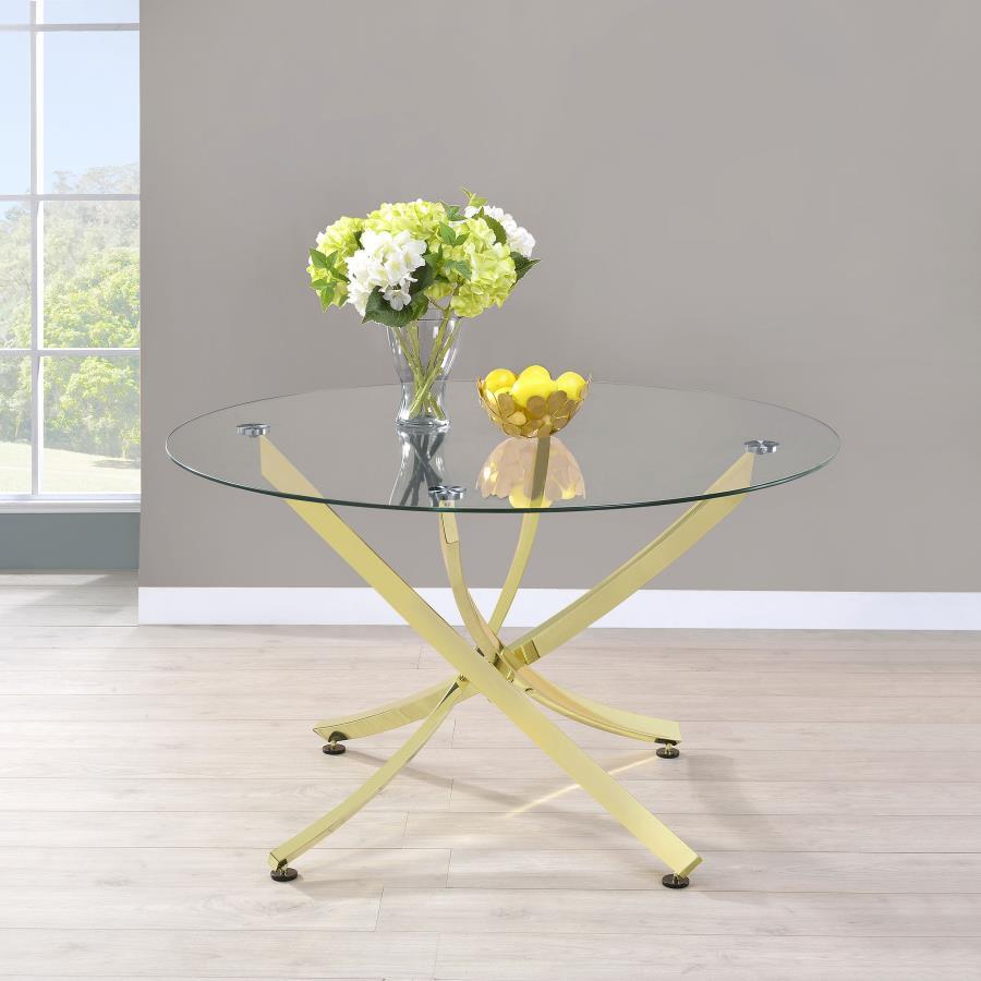Beckham - Round Glass Top Dining Table by CoasterEveryday | Bel Furniture