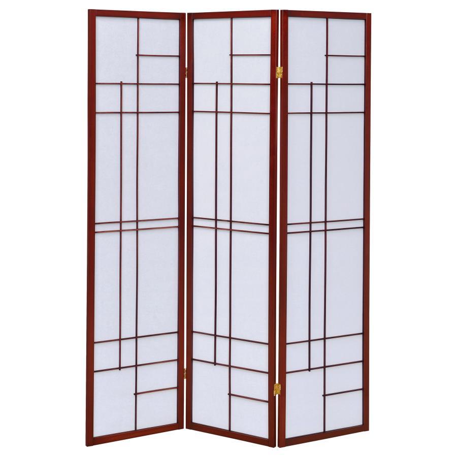 Katerina - 3-Panel Room Divider Folding Shoji Screen - Cherry by CoasterEveryday | Bel Furniture
