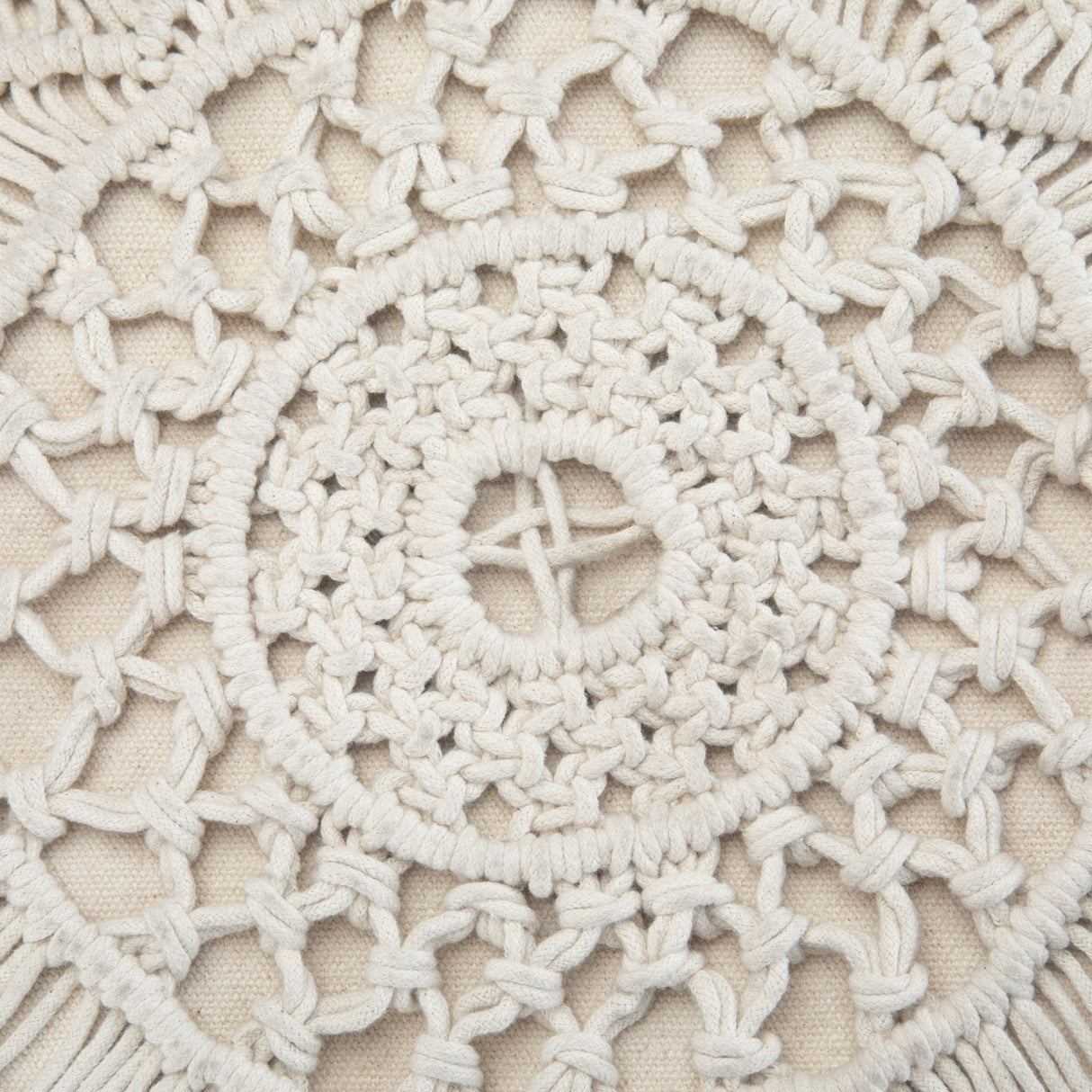 Coates - Round Macrame Pouf - Natural by Simpli-Home | Bel Furniture