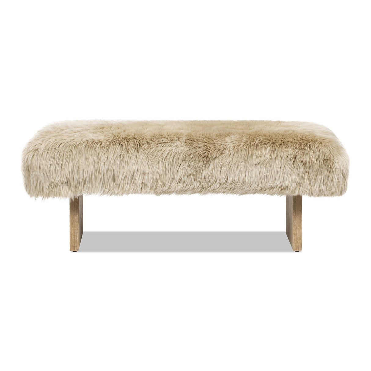 Leda - Sheepskin Fur Rectangular Accent Bench - Natural Blonde by Jennifer Taylor Home | Bel Furniture