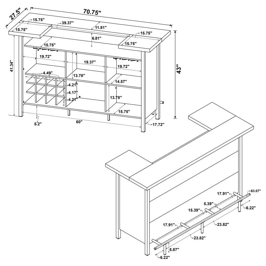 Bellemore - Freestanding Home Bar Wine Cabinet - Gray Driftwood by CoasterEssence | Bel Furniture