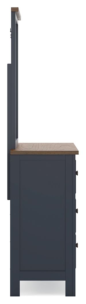Landocken - Brown / Blue - Dresser and Mirror by Signature Design by Ashley® | Bel Furniture