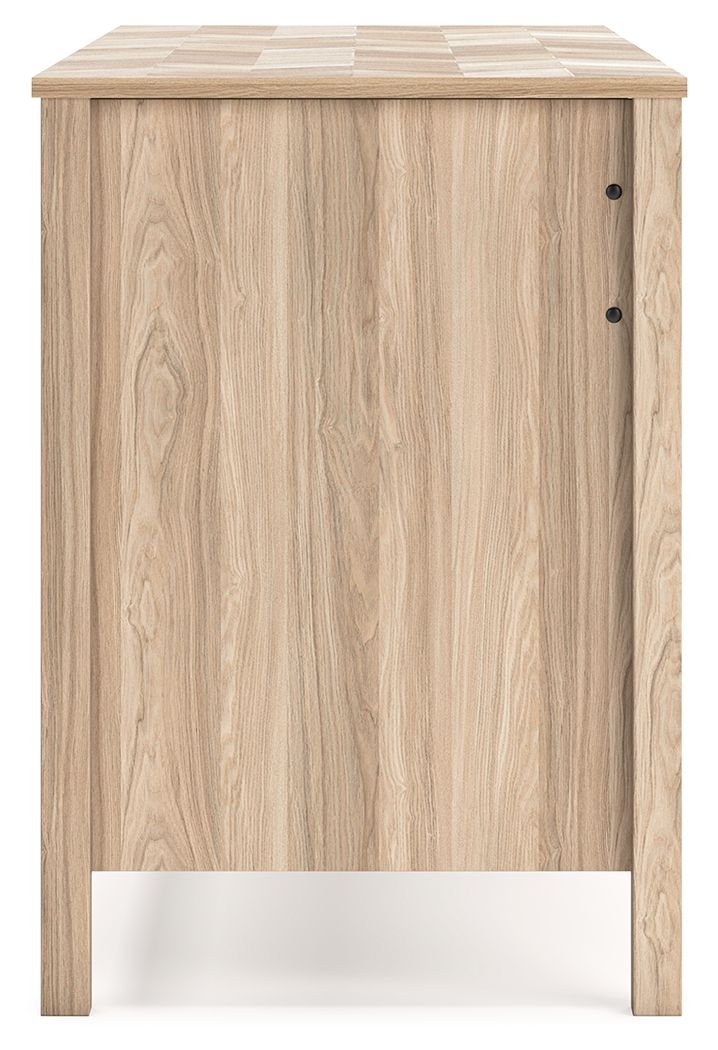 Battelle - Tan - Home Office Desk by Signature Design by Ashley® | Bel Furniture