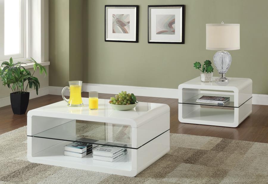 Elana - Coffee Table Set White 2 Pc. Coffee Table, End Table by Coaster Fine Furniture | Bel Furniture
