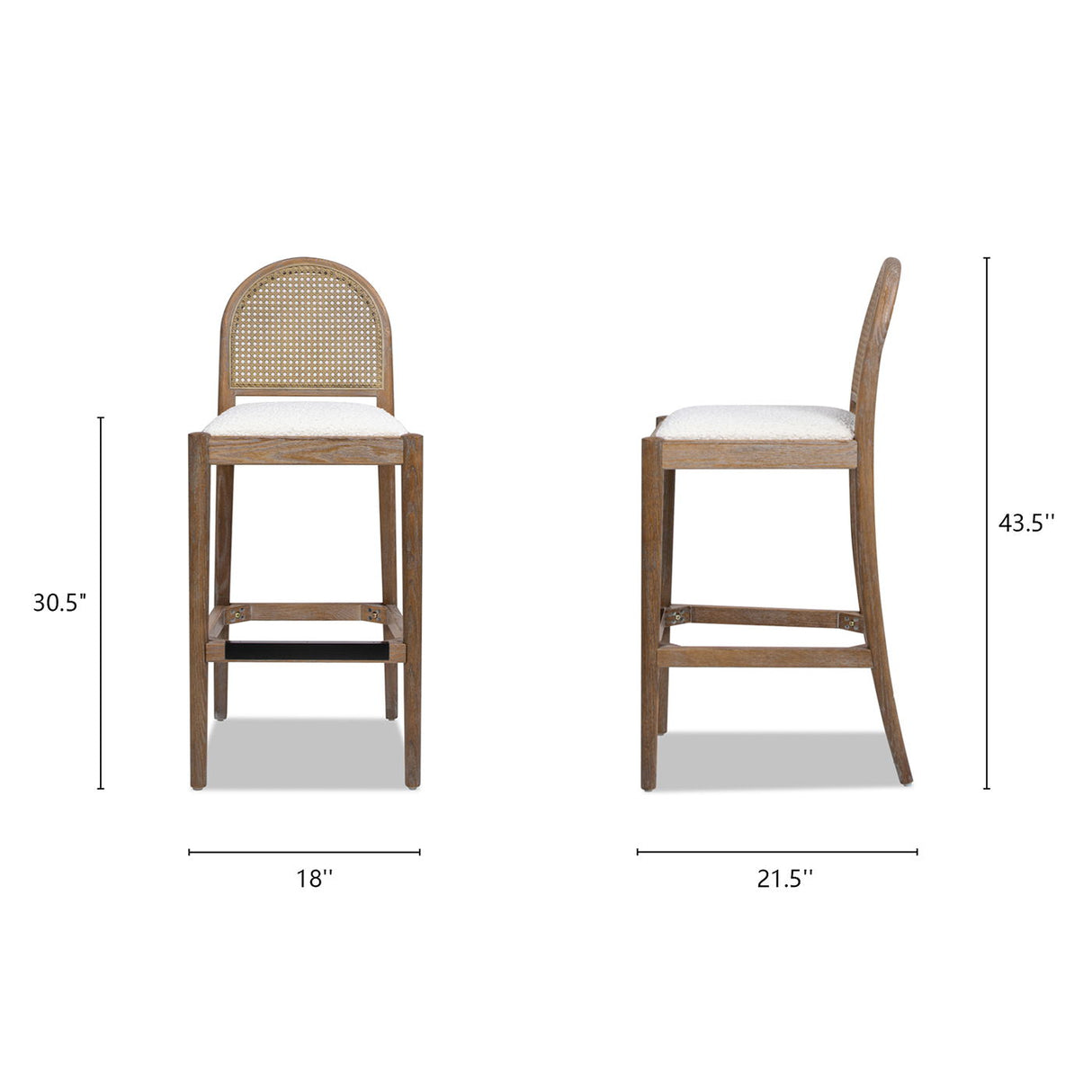 Panama - Curved Back Cane Bar Stool (Set of 2) by Jennifer Taylor Home | Bel Furniture