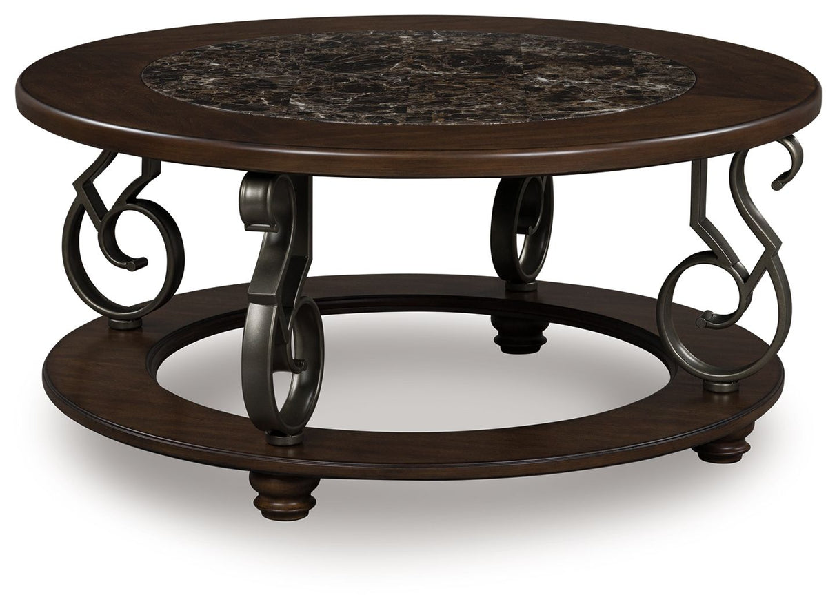 Frallyn - Dark Brown - Round Cocktail Table by Signature Design by Ashley® | Bel Furniture