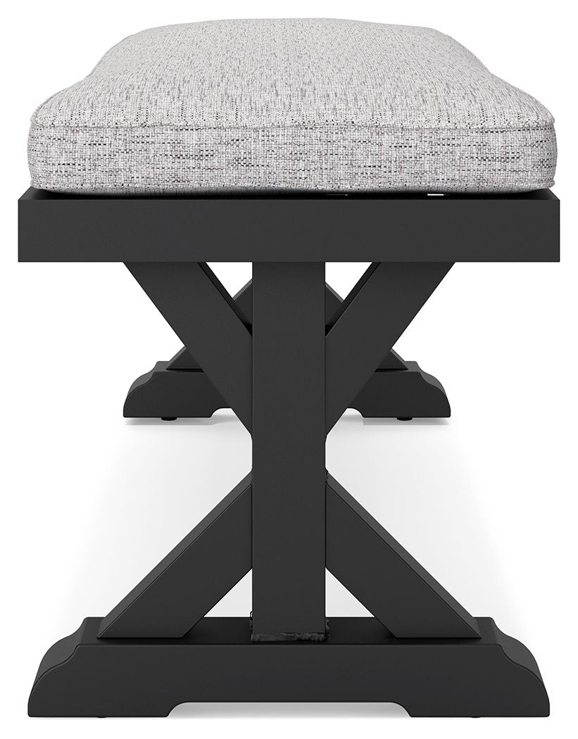 Beachcroft - Bench With Cushion - Black / Light Gray