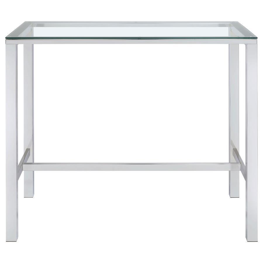 Tolbert - Rectangular Glass Top Pub Bar Table - Chrome by CoasterEssence | Bel Furniture