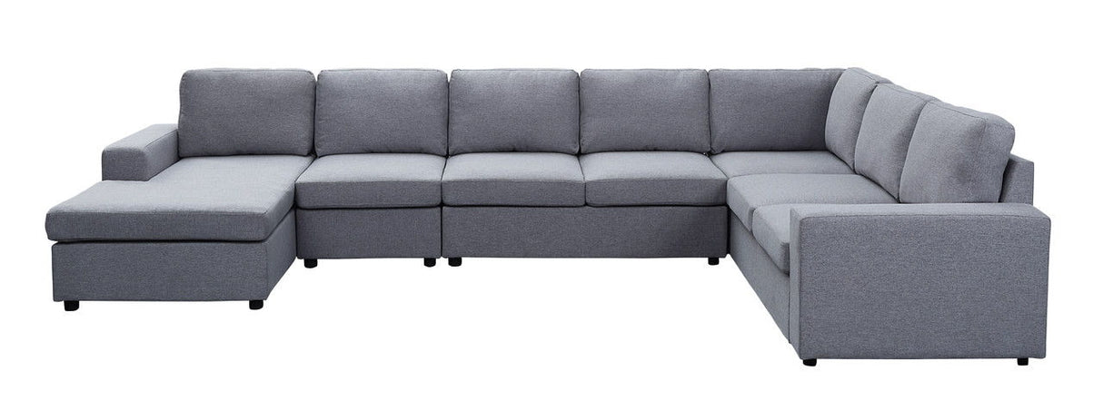 Hayden - Linen 7 Seat Reversible Modular Sectional Sofa Chaise by Lilola Home | Bel Furniture