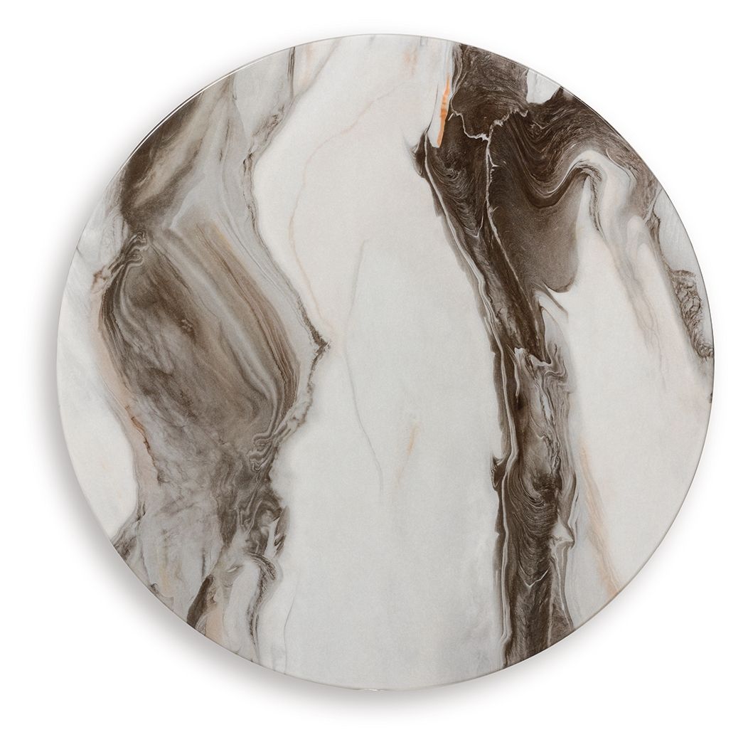 Jazmore - Brown / Brass Finish - Round End Table by Signature Design by Ashley® | Bel Furniture