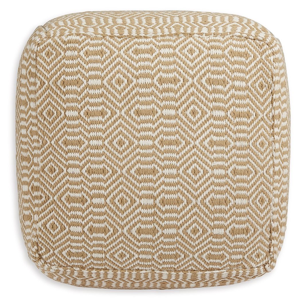 Adamont - Tan / Ivory - Pouf by Signature Design by Ashley® | Bel Furniture