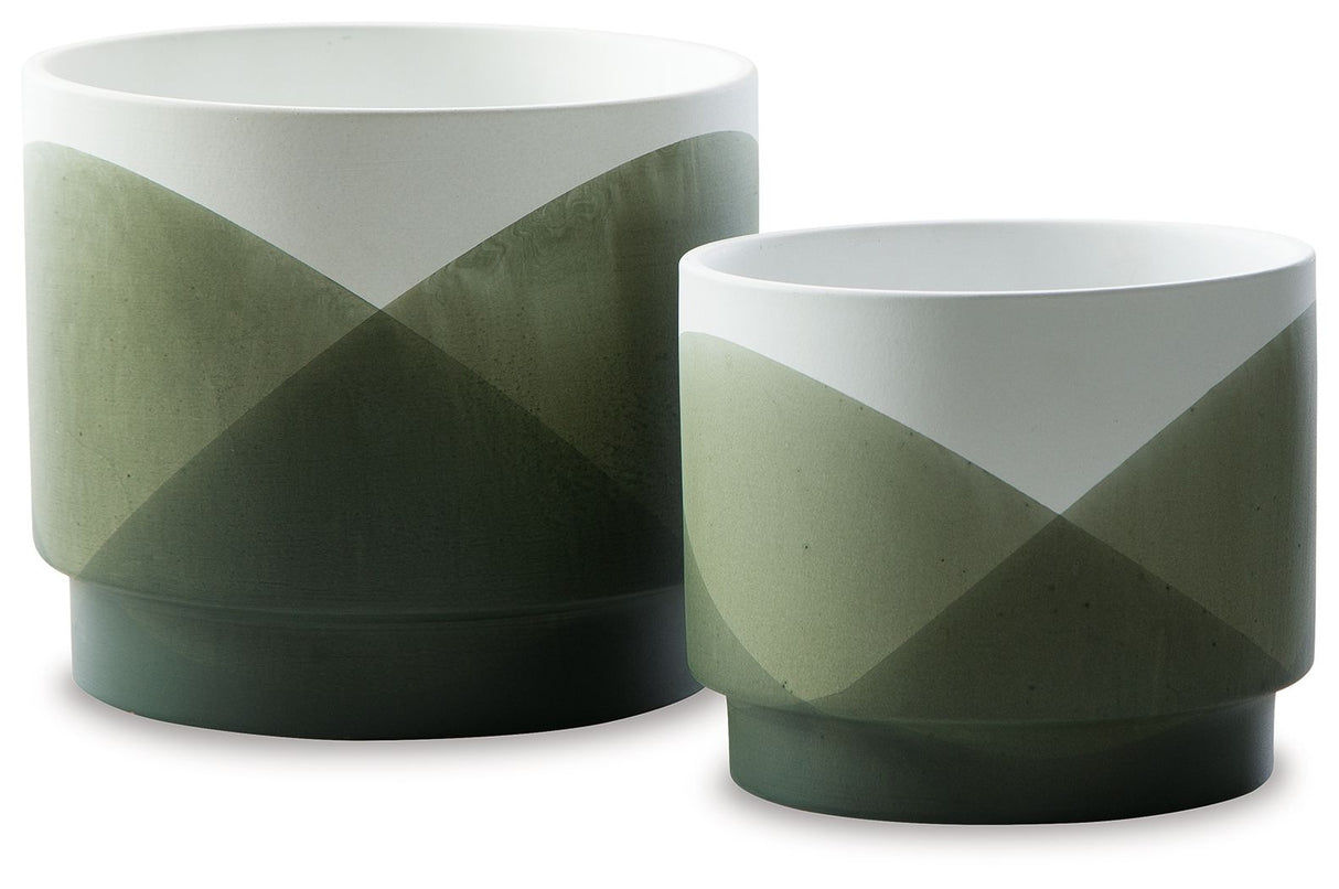 Ardenridge - Green / White - Planter Set (Set of 2) by Signature Design by Ashley® | Bel Furniture