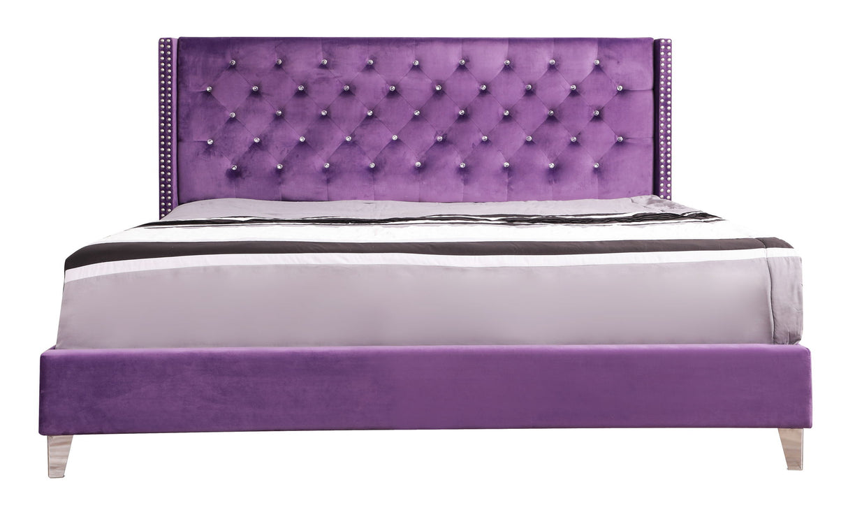 Upholstered Nailhead Trim Chic Bed - view 48