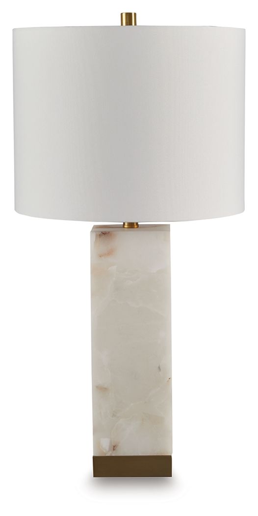 Linderfield - White / Gold Finish - Alabaster Table Lamp by Signature Design by Ashley® | Bel Furniture