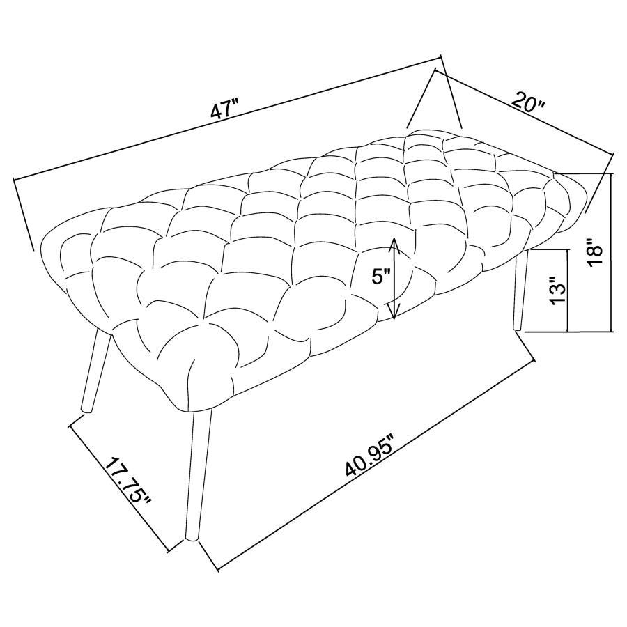 Ella - Upholstered Tufted Bench Metal Legs by Coaster Fine Furniture | Bel Furniture