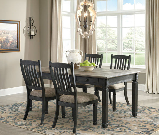 Tyler Creek - Dining Table Set Dark Gray 5 Pc. - Rectangular Dining Room Table, 4 Upholstered Side Chairs by Signature Design by Ashley® | Bel Furniture