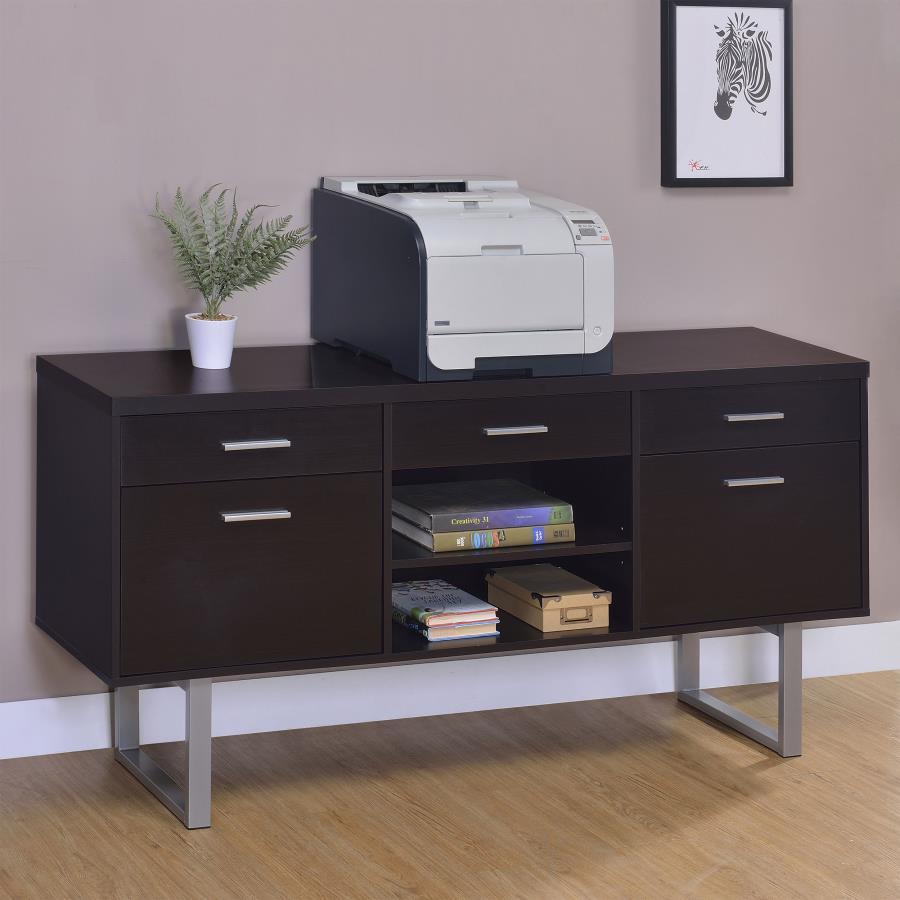 Lawtey - 5-Drawer Home Office Storage Credenza - Cappuccino by CoasterEveryday | Bel Furniture