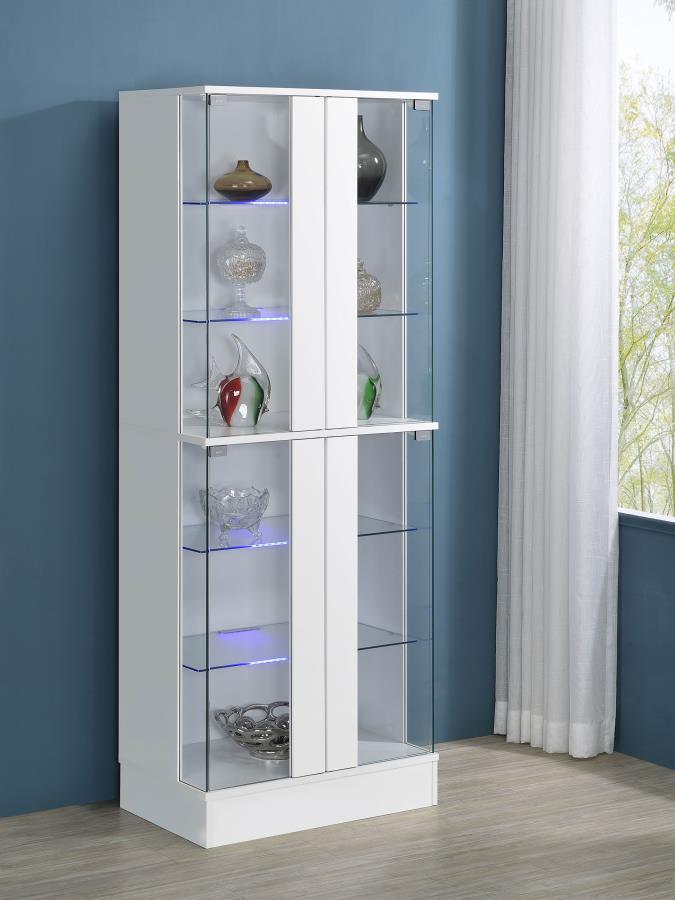 Cabra - 4-door LED Curio Display Cabinet by Coaster Fine Furniture | Bel Furniture
