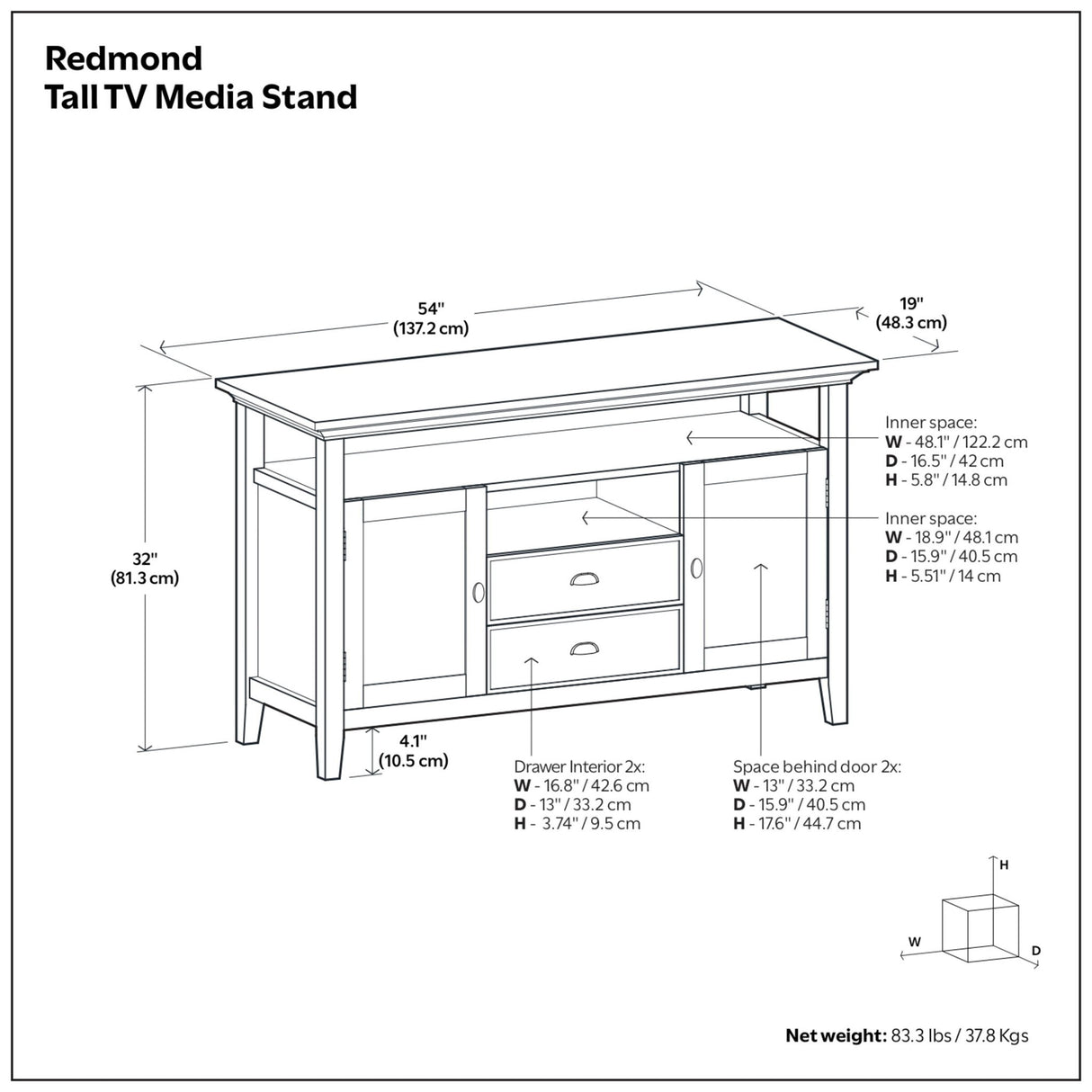 Redmond - Tall TV Media Stand - Rustic Natural Aged Brown