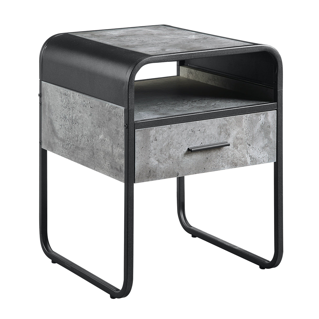 Raziela - End Table With Drawer - Concrete Gray / Black by Urban Nest | Bel Furniture