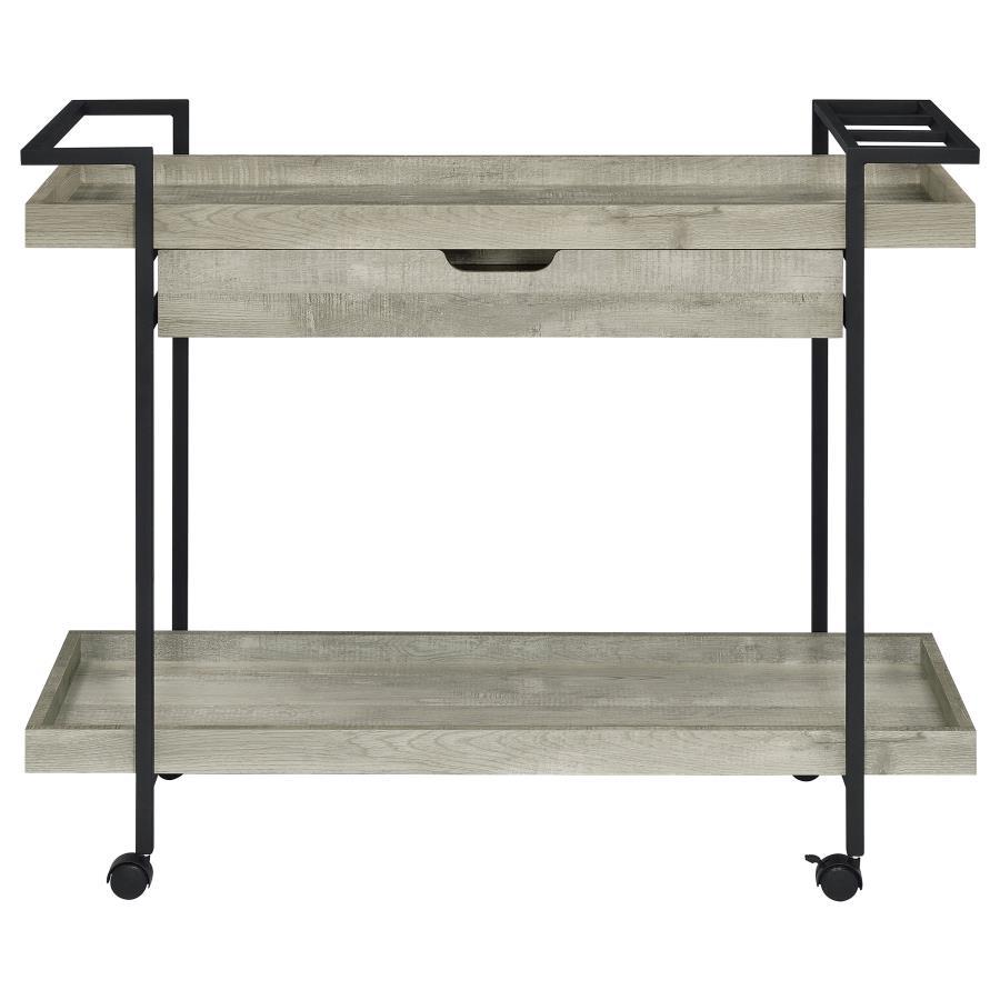 Ventura - 1-Drawer Engineered Wood Bar Cart - Gray Driftwood by Coaster Fine Furniture | Bel Furniture