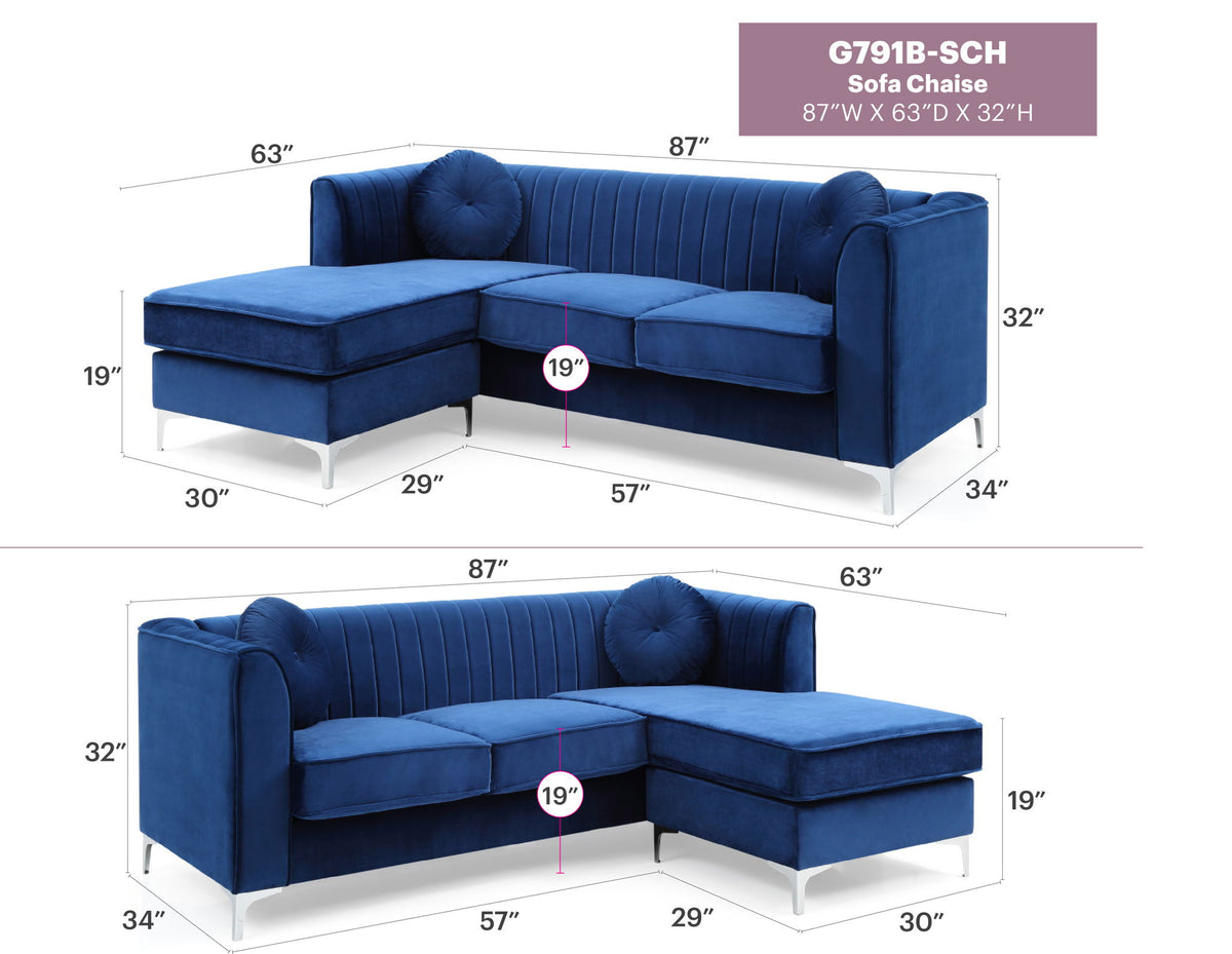 Delray - Micro Suede Sofa Chaise