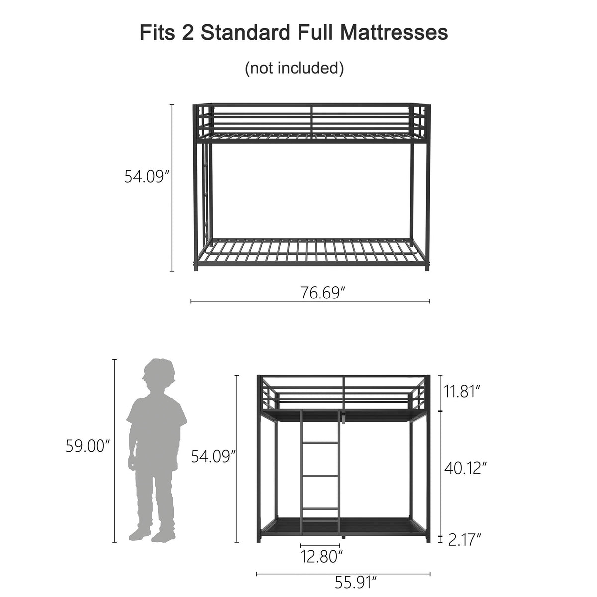 Adam - Full Over Full Bunk Bed - Black