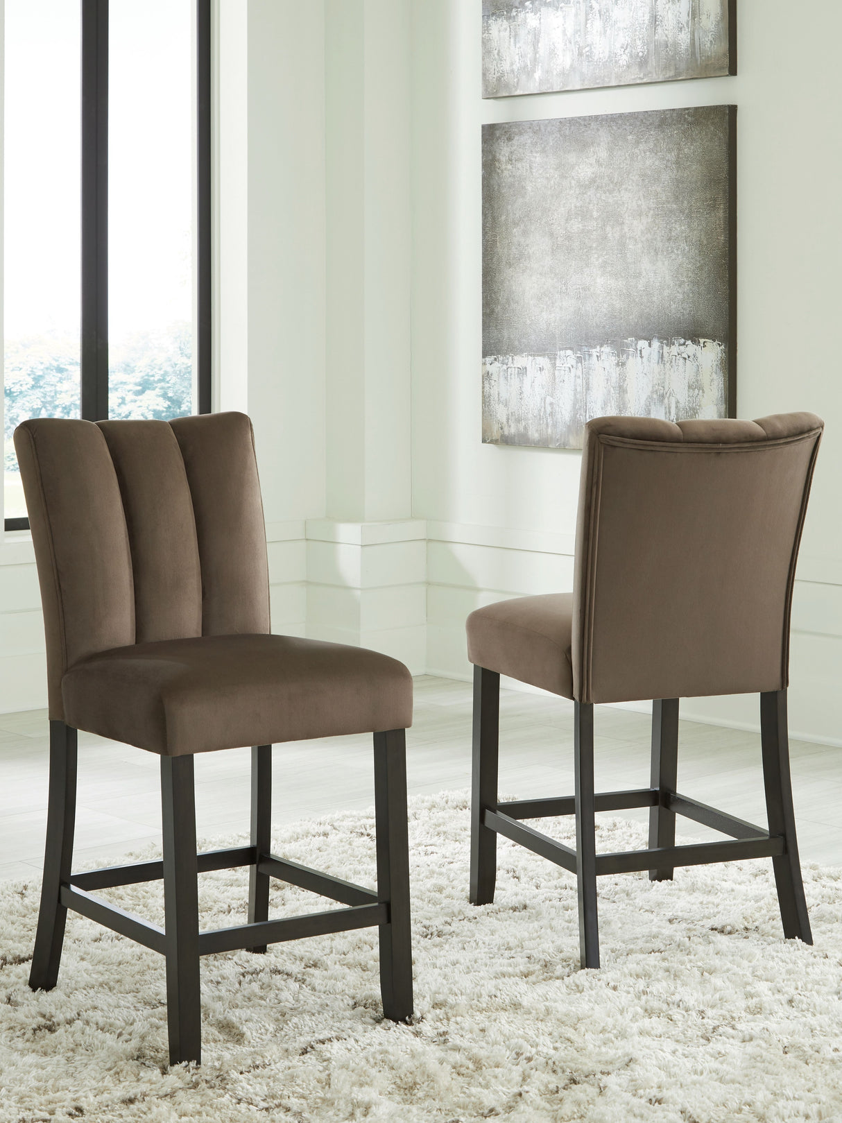 Jeshina - Mocha - Upholstered Barstool (Set of 2) by Signature Design by Ashley® | Bel Furniture
