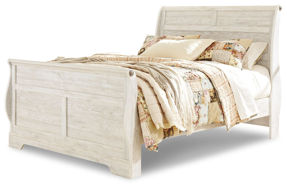 Willowton Queen Sleigh Bed Whitewash