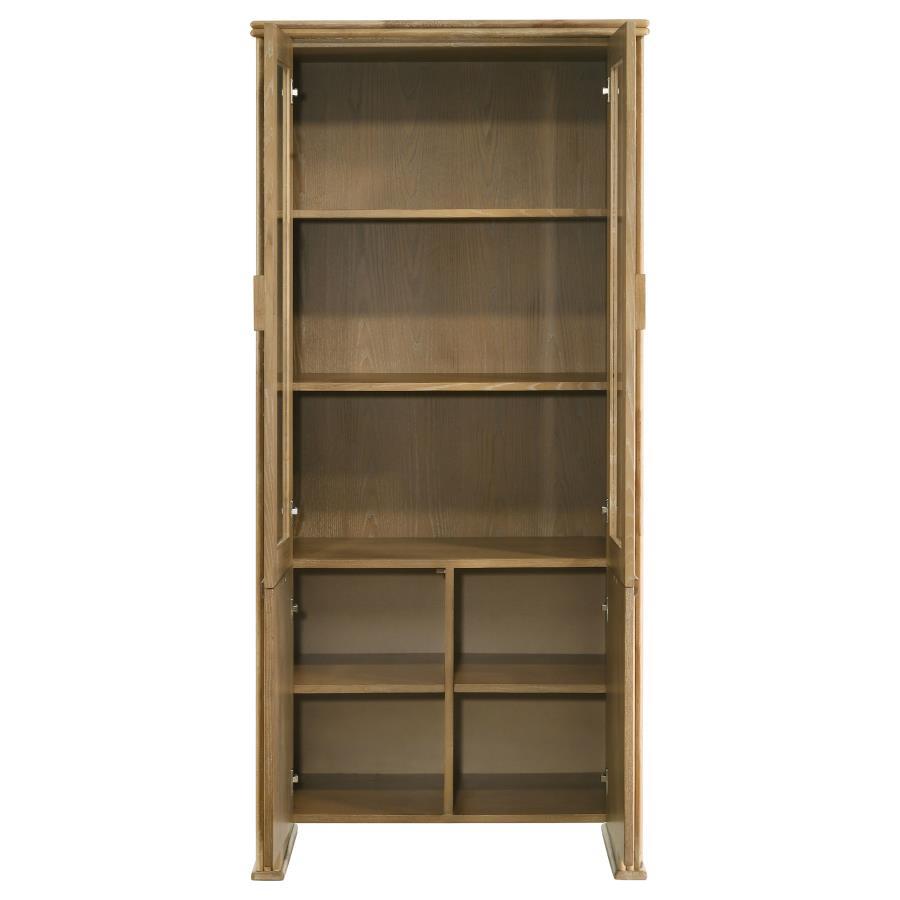Adina - Tall Display Cabinet - Distressed Light Brown by Coaster Fine Furniture | Bel Furniture
