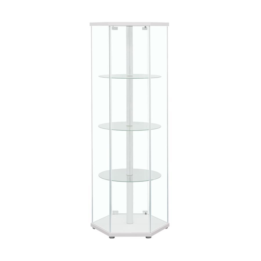 Zahavah - 4-Shelf Hexagonal Clear Glass Curio Cabinet by CoasterEveryday | Bel Furniture