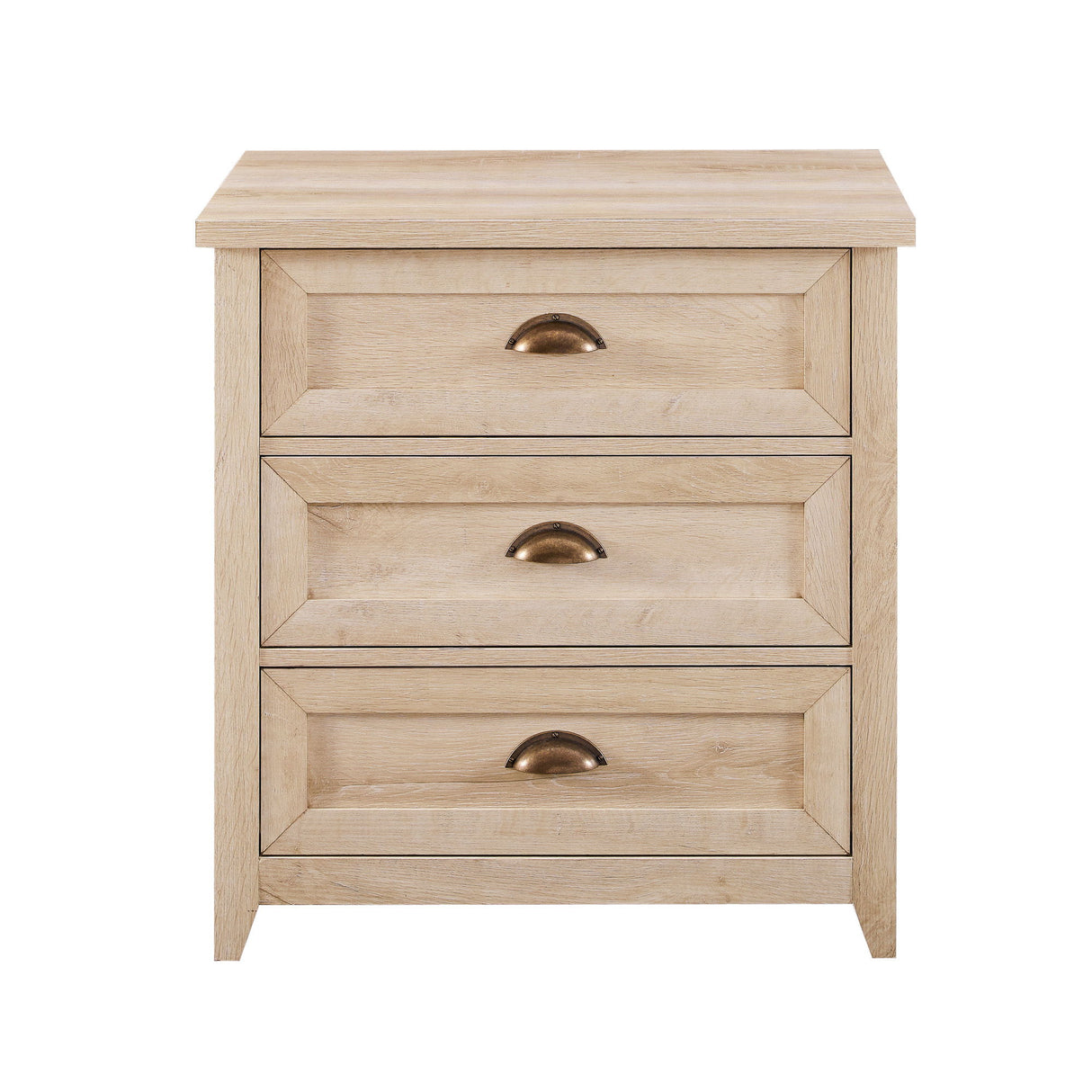 Transitional Farmhouse Framed 3 Drawer Nighstand With Cup Handles by Walker Edison | Bel Furniture