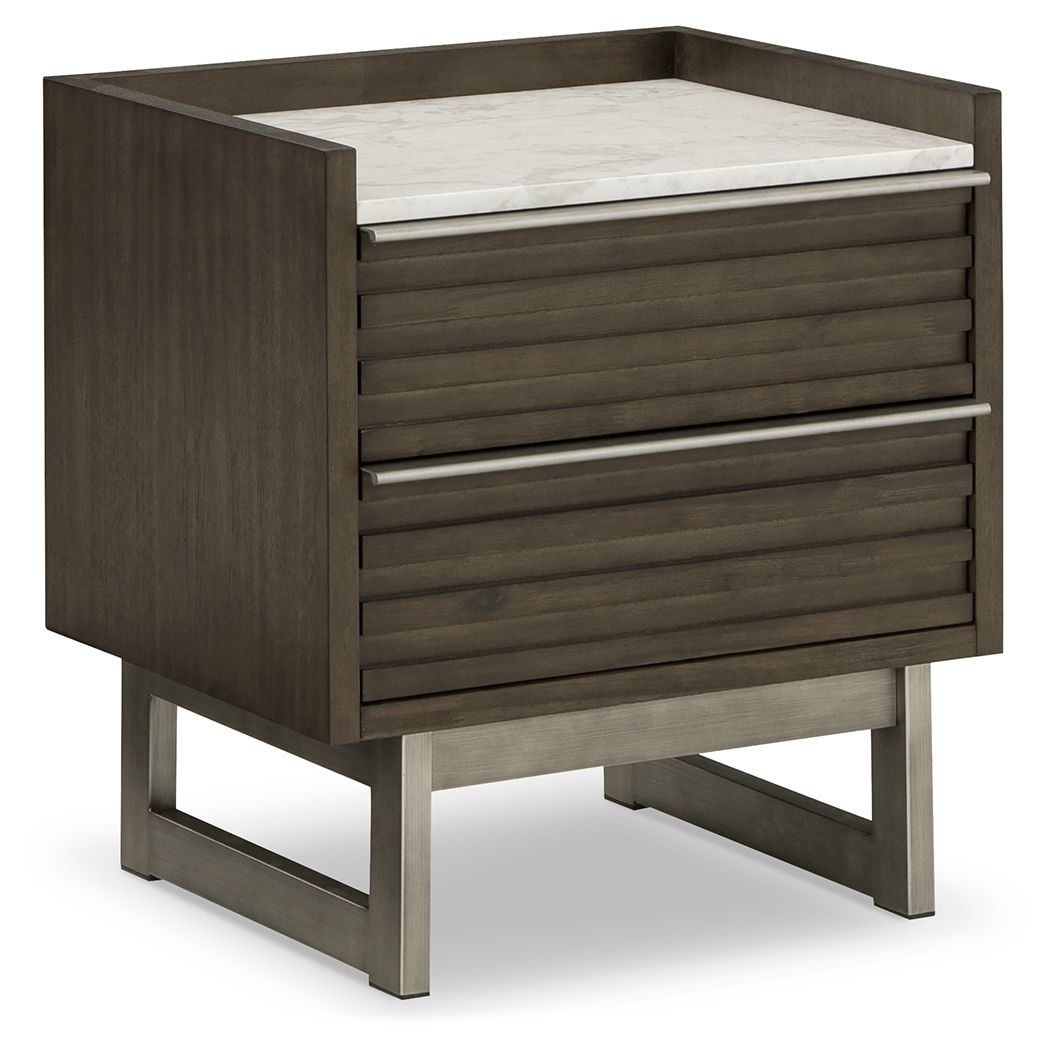Arkenton - Grayish Brown / White - Two Drawer Night Stand by Ashley® | Bel Furniture
