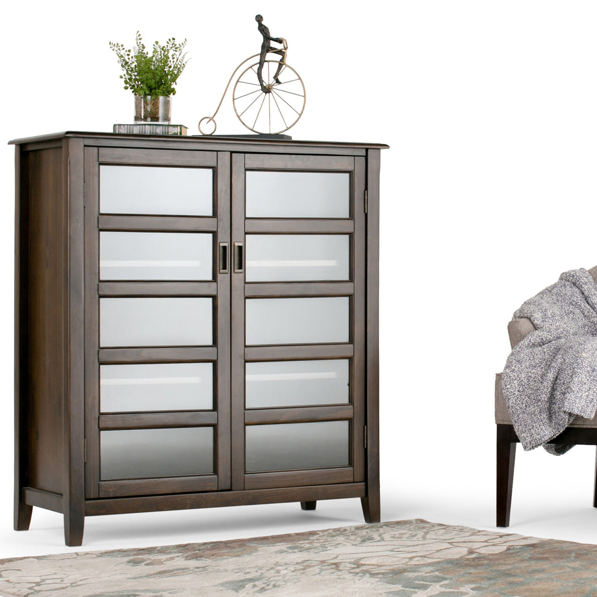 Burlington - Medium Storage Cabinet - Mahogany Brown by Simpli-Home | Bel Furniture