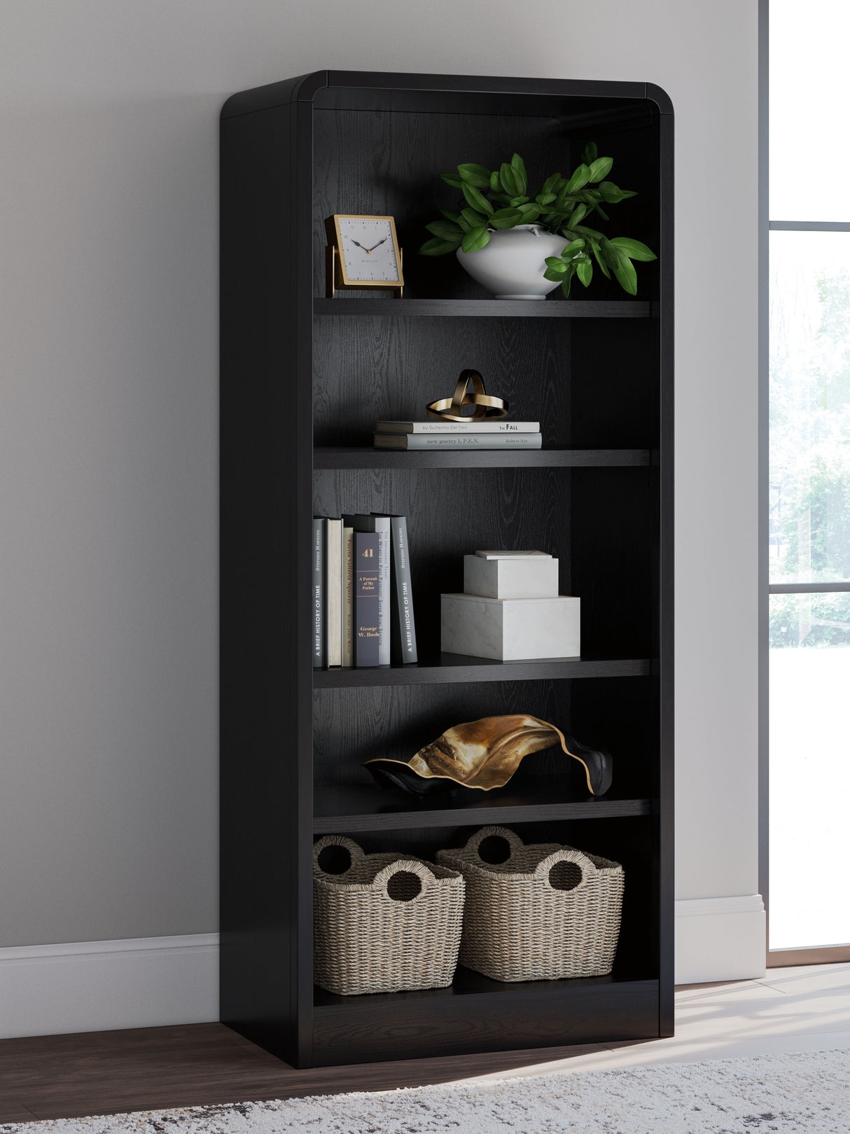 Rowanbeck - Black - Large Bookcase by Signature Design by Ashley® | Bel Furniture