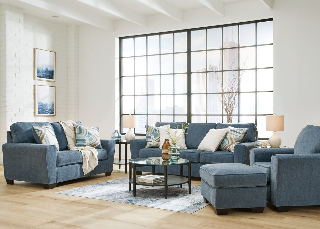 Cashton - Living Room Set Blue 4 Pc. Sofa, Loveseat, Chair, Ottoman by Signature Design by Ashley® | Bel Furniture